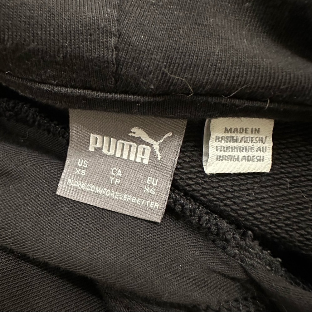 Puma | Women's xsmall POWER Tape hoodie black white cropped cotton streetwear - Picture 8 of 9